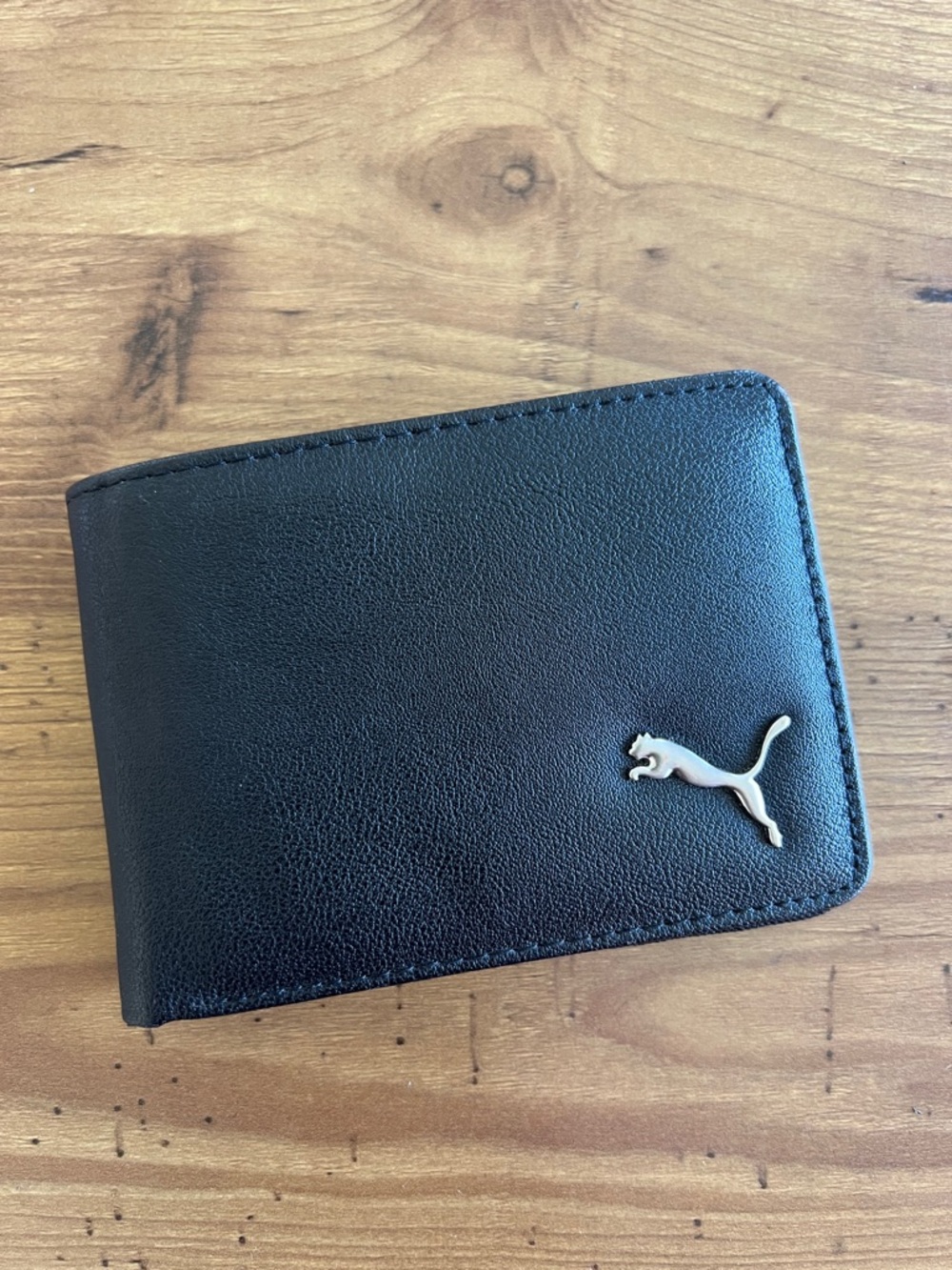 Men’s Vegan Leather Wallet with Silver Puma Logo